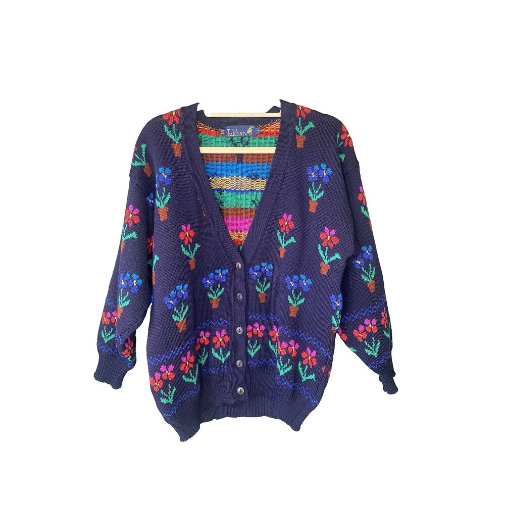 Tulchan Cardigan Womens Medium VINTAGE Wool Grandma Cottage Retro Twee Sweater